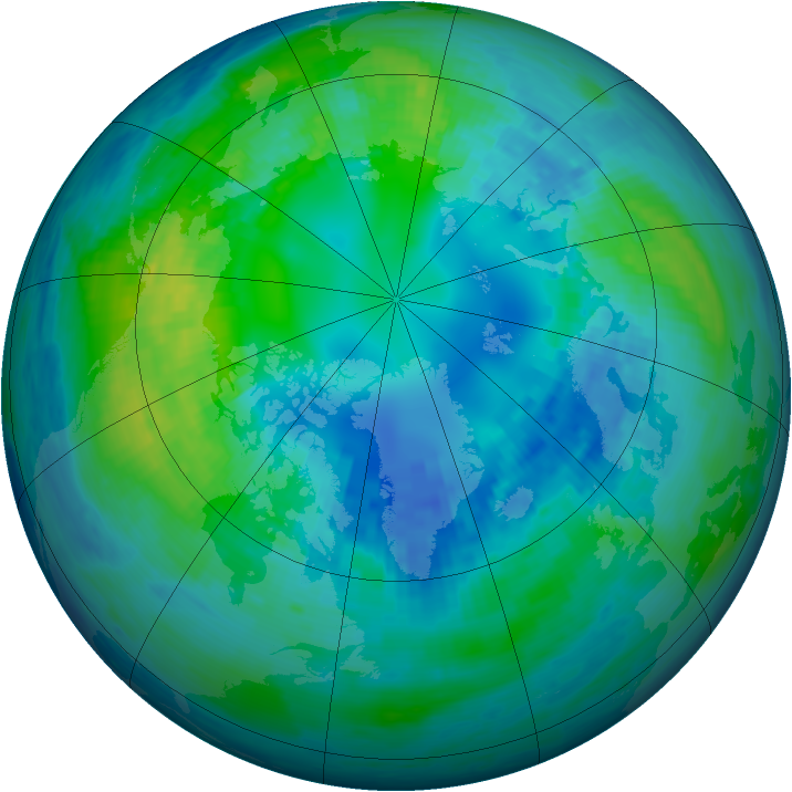 Arctic ozone map for 21 October 1994
